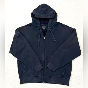 L.L. Bean Men's Large Hoodie Navy Blue Zip Up Cotton/Poly